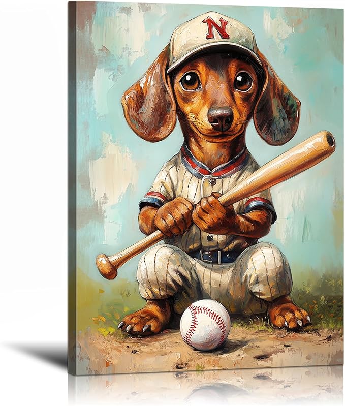 YOUHONG Animal Print Decor Animal Wall Art Dog Poster with Inner Wooden Frame - Lightweight, Sports Poster for Bedroom & Living Room Decoration Ready to Hang (12x15.7 Inches)