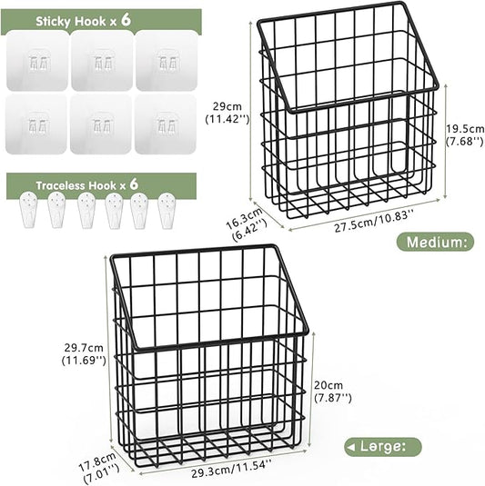 2 Pack Bath Toy Storage Organizer Basket, Large Metal Bathtub Toy Holder, Wall Mounted Hanging Shower Basket, Bath Toy Organizer For Bathtub for Easy Access and Sorting Toys/Clothes/Toiletries