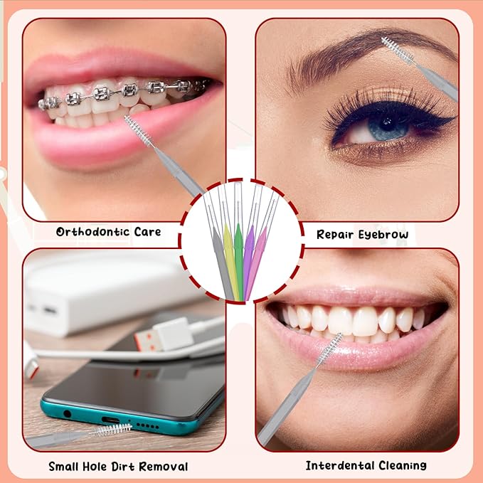 100 Pcs Braces Brush Flossers Interdental Brush Toothpick Dental Tooth Flossing Head Oral Dental Hygiene Flosser Soft Toothpick Tooth Cleaning Tools(Mixed Color)