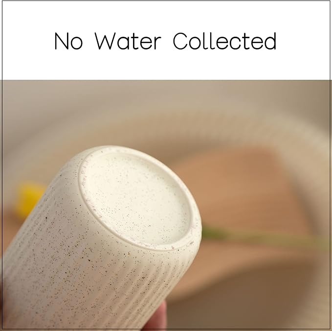 2 Pack Beige Speckled Ceramic Toothbrush Holder, Rippled Cylinder Tumbler for Bathroom Countertop, Makeup Brush Holder, Pen Organizer, Multipurpose Bathroom Accessory