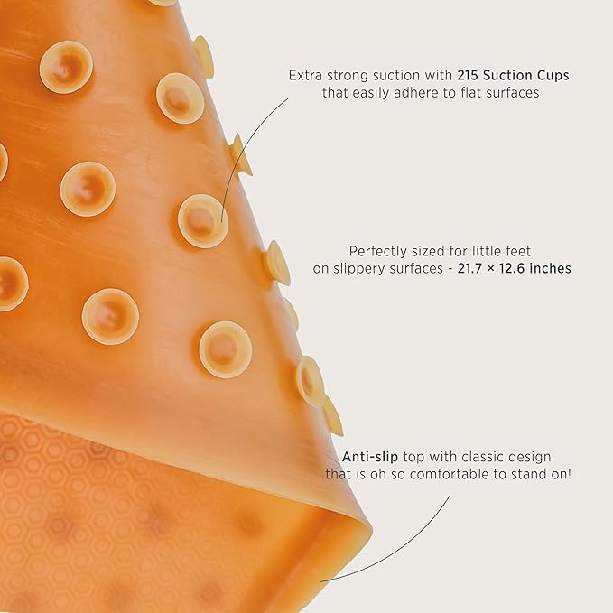 HEVEA Baby & Toddler Bath Mat - 100% Natural Rubber Non Slip Bathtub Mat for Baby - Upcycled, Danish Design - Safe & Sustainable Bathroom Essential (Natural)