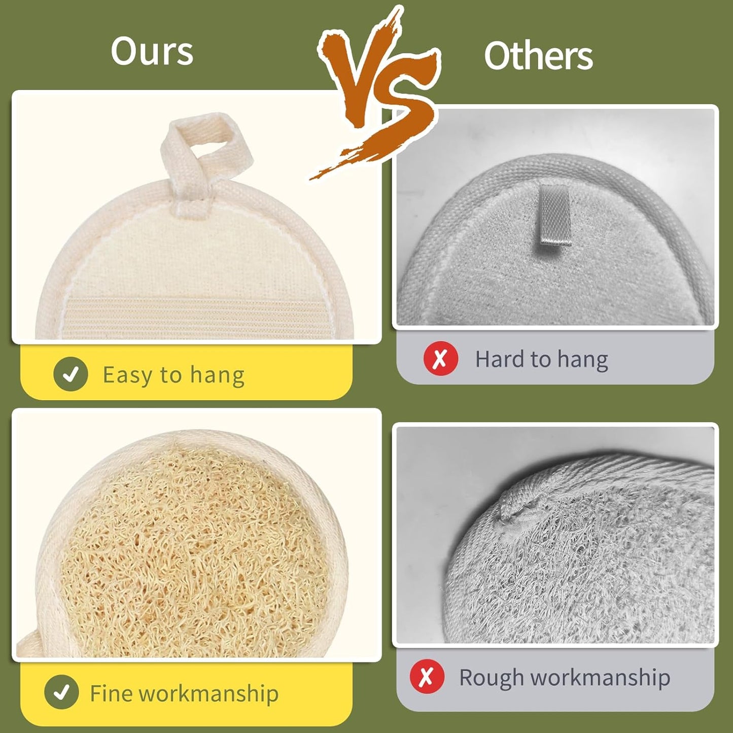 Natural Loofah Face Scrubber (4Pack),Exfoliating Facial Scrub Pads Made from Organic Luffa for Women and Men