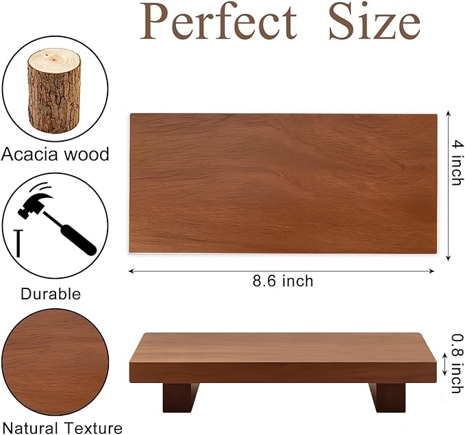 Acacia Wood Riser Pedestal Stand Farmhouse Small Bathroom Vanity Tray Rustic Wooden Hand Soap Dish Dispenser Holder for Kitchen Sink Counter Decorative Tray Modern Bathroom Decor Organizer Accessories