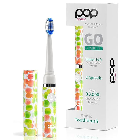 Pop Sonic Electric Toothbrush (Green Bubble) - Travel Toothbrushes w/AAA Battery | Kids Electric Toothbrushes with 2 Speed & 15,000-30,000 Strokes/Minute, Dupont Nylon Bristles