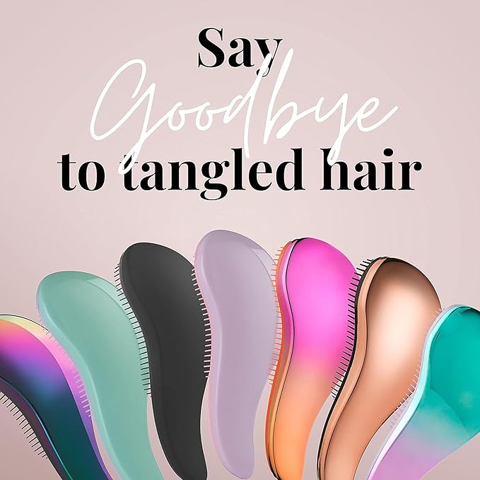 Lily England Detangler Brush & Comb Set - Lightweight Wide Tooth Detangling Tool for Women & Kids - Smooths Curly, Straight, Dry, Fine, & Thick Hair, Purple