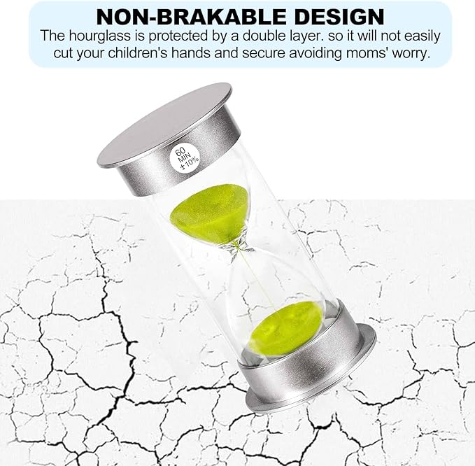 SuLiao Sand Timer 60 Minute Hourglass, Green Sand Watch 60 Min, Large SandClock one Hour, Colorful Plastic Hour Glass Sandglass for Kids, Games, Classroom, Kitchen, Decor