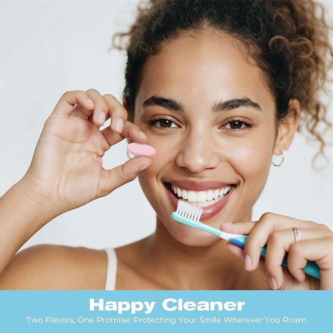Happy Cleaner Toothpaste Tablets – Mixed Pack (Watermelon Mint + Mint Lime), Fluoride-Free, Nano Hydroxyapatite, Travel-Friendly Chewable Toothpaste, 60 Tablets Total