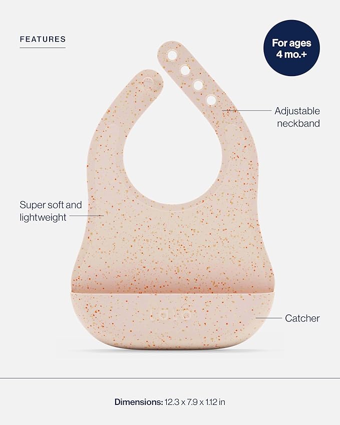 Lalo The Bib - Waterproof, Non-Toxic Silicone Baby Bib with Adjustable Neck Band & Silicone Food Pouch Catcher, Set of 2