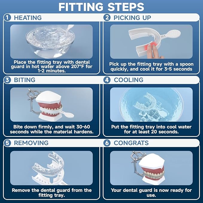 2 Pack Upgraded Night Guards for Teeth Grinding and Clenching, Standard Size, Professional Mouth Guard with Fitting Tray for Adults & Teens, Comfortable Solution for Clenching