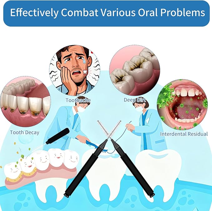 150 Pack Interdental Brushes for Braces, Plastic Dental Brushes Cleaner Between Teeth, Tooth Pick Tool Interdentales with Soft Spiral Brush Head - Efficient Oral Care, Black