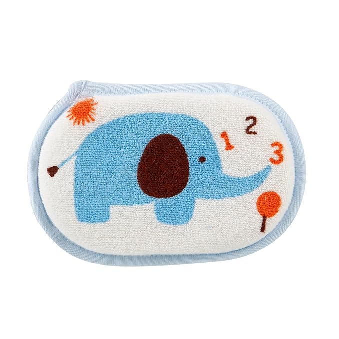 PandaEar Baby Bath Rinse Cup, Silicone Baby Shampoo Rinser with 2 Toddler Bath Sponge & 2 Bath Brush for Infants, Toddler Body Washing, Blue