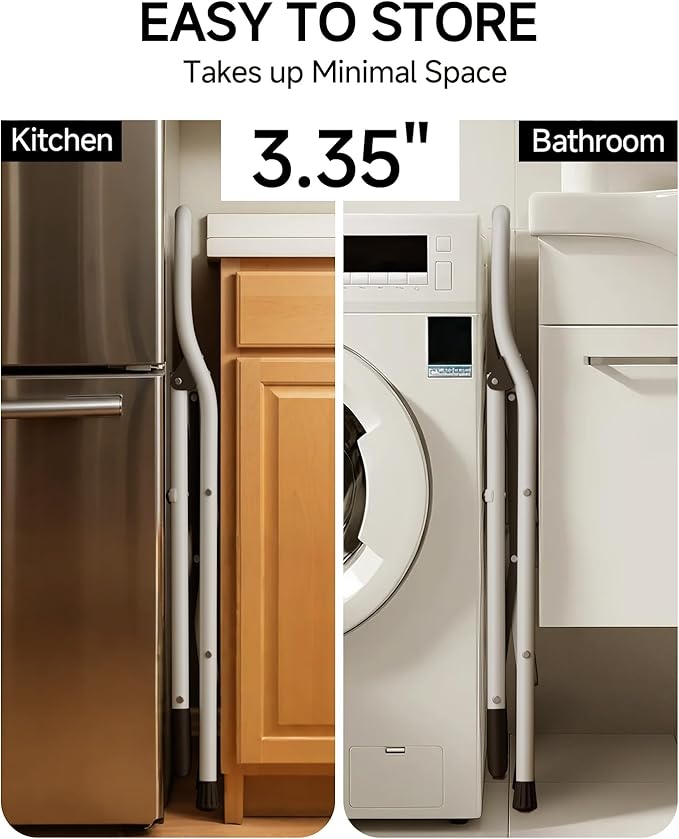 2 Step Stool, Folding Step Ladder with Wide Anti-Slip Pedal & Safety Lock, Step Stool for Kitchen, Bathroom, Office, 300lbs Capacity