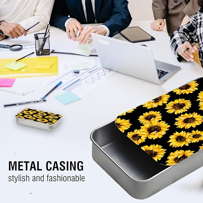 Portable Dental Floss Case, Refillable Cute Travel Floss Dispenser for Men & Women, Pocket Travel Floss Picks Case for Purse, Backpack, Bag Bright Yellow Sunflowers