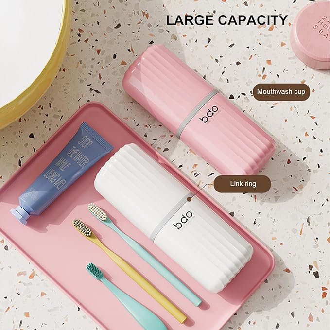 Toothbrush Travel Case Portable Toothbrush Holders with Cover Leakproof Toothbrush & Toothpaste Holder for Traveling School Camping Business Trip Bathroom