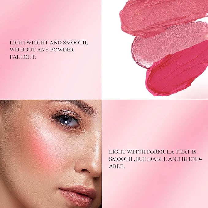 Blush Palette, Long Lasting Waterproof Matte Powder Blush, Buildable Smooth Blendable Color with Natural Finish, Perfect for Daily Makeup and Every Look(03 PEACH SHINE)