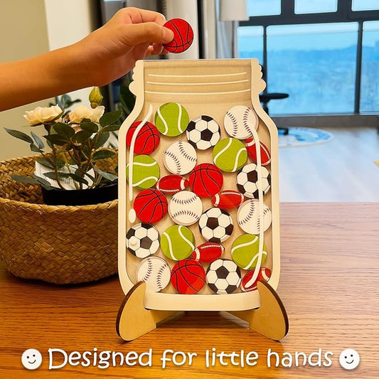 Magnetic Reward Jar for Kids, Classroom Reward System, Star Reward Jar, Incentive Good Behavior Responsibility Chart, Potty Training Rewards, Behavior jar for Boys Girls (Sports)