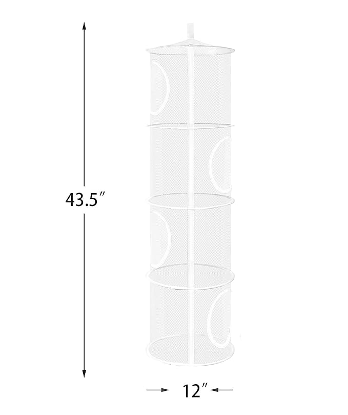 Libeder Mesh Hanging Storage Space Saver Bags Organizer,Foldable Storage Organizer 4 Compartments Toy Storage Basket for Kids Room Bathroom 2 Sets, White