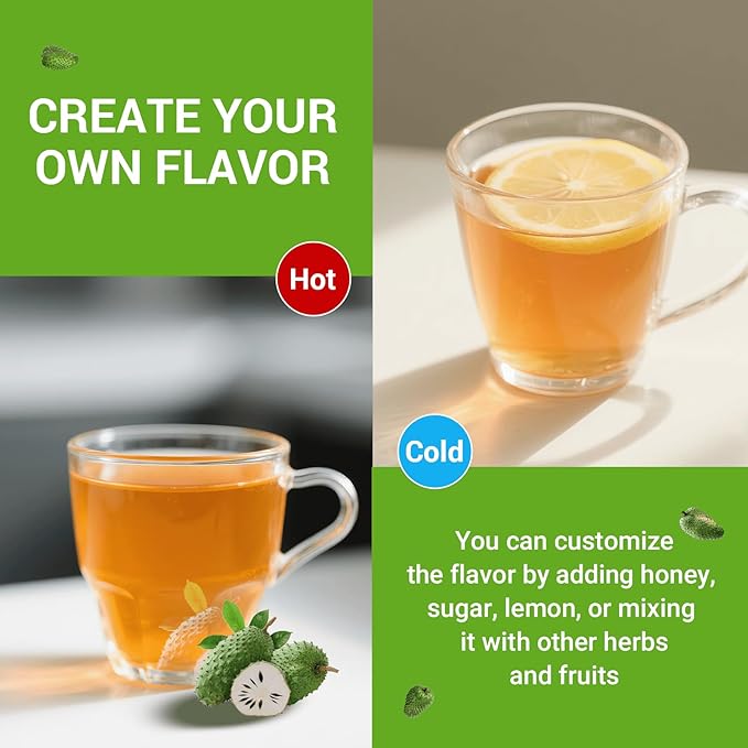 Soursop Leaf Herbal Tea (Graviola) - Caffeine & Sugar Free, 80 Teabags