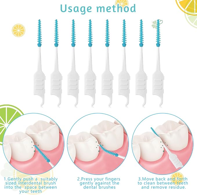250 Pieces Dental Floss Picks, Silicone Interdental Brushes with Case Dental Brushes Dental Picks Green Tooth Floss Picks for Teeth Cleaning(Green)