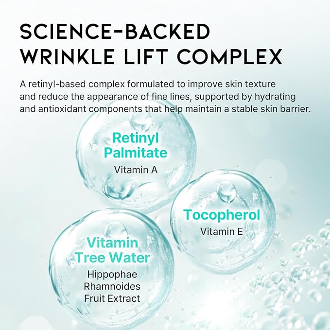 Retinol Serum Cream for Face Anti Aging, Wrinkle Serum Korean, Vitamin A for Skin Night Care 1.69 Fl Oz