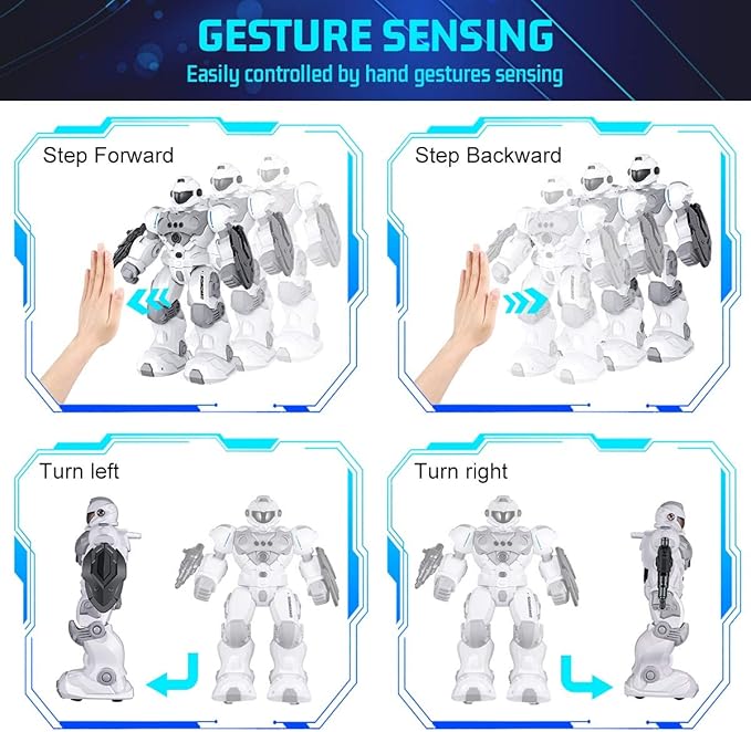 SONOMO Toys for 6-9 Year Old Boys, RC Robot Gifts for Kids Intelligent Programmable Robot (White)