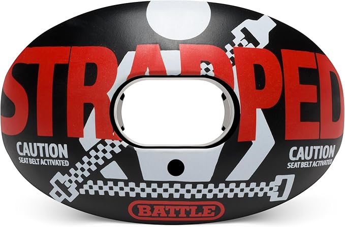 Battle Sports Oxygen Football Mouthguard - Football Mouth Guard with Strap, Superior Airflow & Better Performance, Maximum Breathability, Works with Braces (Strapped)