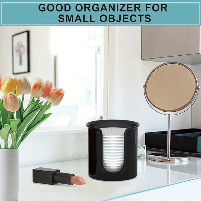 Bathroom Cup Holder - 2 Pack 3 oz Cup Dispenser for Bathroom Vanity Countertop - Small Paper Cup Dispenser for Mouthwash Cups & 3oz Bathroom Cups（Black）