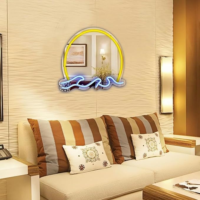 LED Mirror Neon Lights Light Up Dressing Mirror Cat/Shine Heart/Bat/Butterfly Shape Neon Mirror Sign for Modern Home Girl Room Bathroom Salon Wall Art Decor Gift For Girlfriend USB Powered