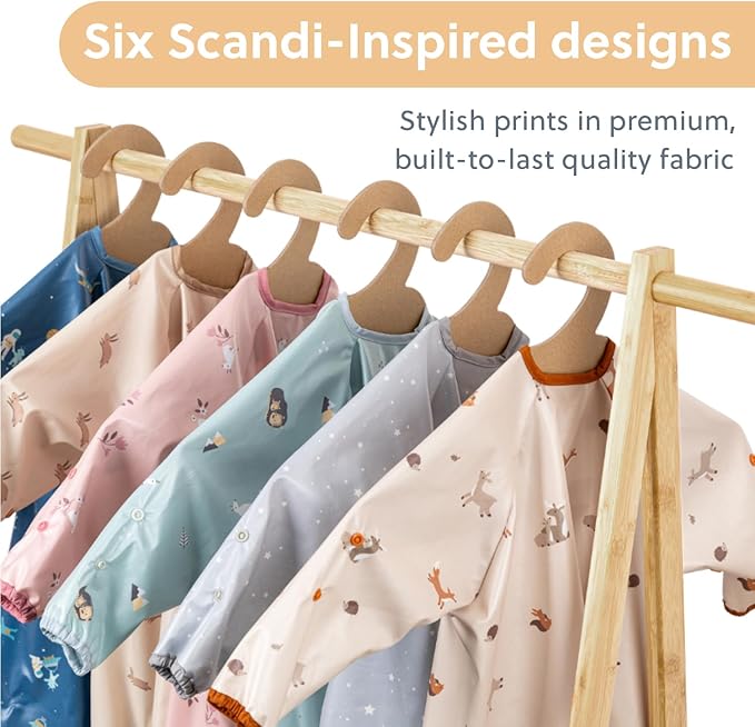 BIBaDO Mess Proof Baby Bib, 2 Pack Long Sleeve Bib, 6 month - 3 Years, Waterproof Bibs for Toddlers, Machine Washable