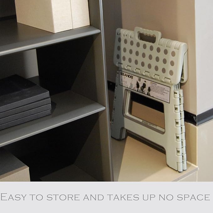 11" Folding Step Stool for Adults Kids Holds Up to 300 lbs,Non-Slip Folding Stools with Portable Handle, Compact Plastic Foldable Step Stool for Bathroom,Kitchen (Gray)…