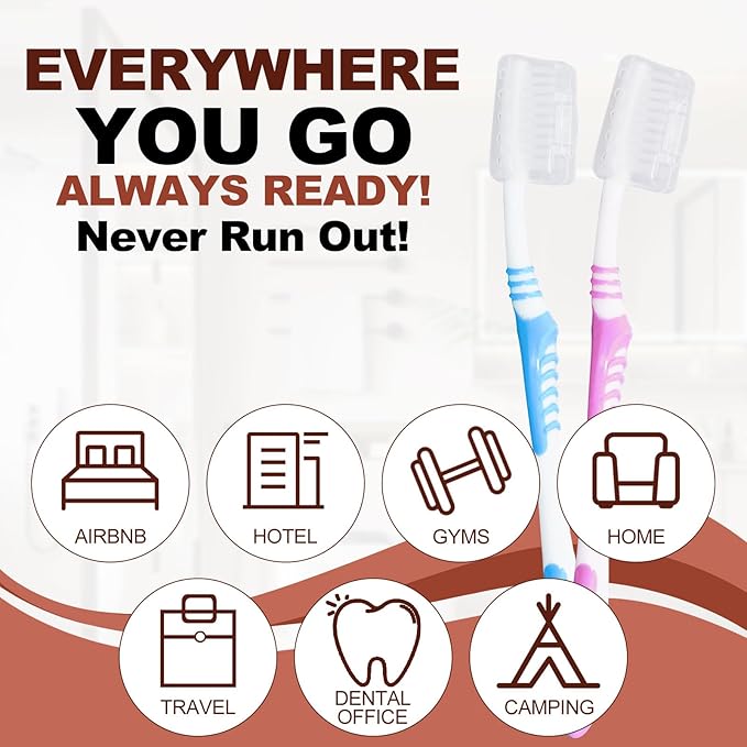 Disposable Toothbrushes with 45 Grams Toothpaste Individually Wrapped, Travel Kit Whit Plastic Zip Bag,Toothbrush Head Cover, Bulk Toothbrush for Homeless,Travel,Shelter,Air Bnb,Hotel,Guest (4)