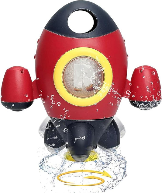 Baby Bath Toys, Space Rocket Shape Bathtub Toys for Toddlers, Spray Water Toys w/ Rotating Fountain, Bathroom Shower Toys for Infants Aged 18 Months 2 3 4 5 Years Old Kids Girls Boys