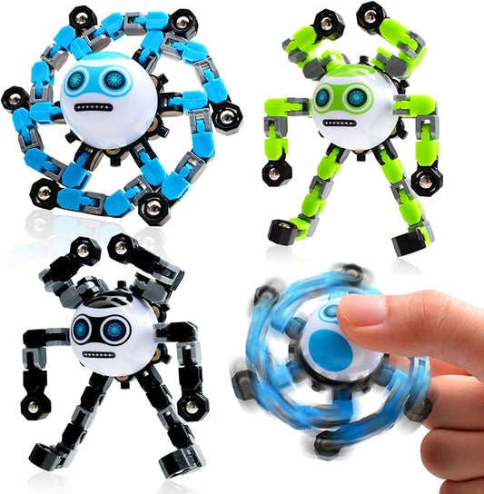 3 PCS Transformable Fidget Spinners Toys for Kids and Adults Stress Relief Sensory Toy for Teens Boys Autism Cool Fingertip Gyros Boy Girl Travel Party Favors Birthdays Gifts Stocking Stuffer