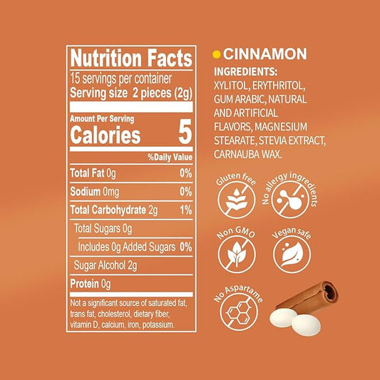 DC24 DAILY CARE Xylitol Erythritol Mints, No Aspartame Sugar Free Mints, Low-Calorie, Dry Mouth Mints Keto Cinnamon 30 Pieces (Pack of 4)