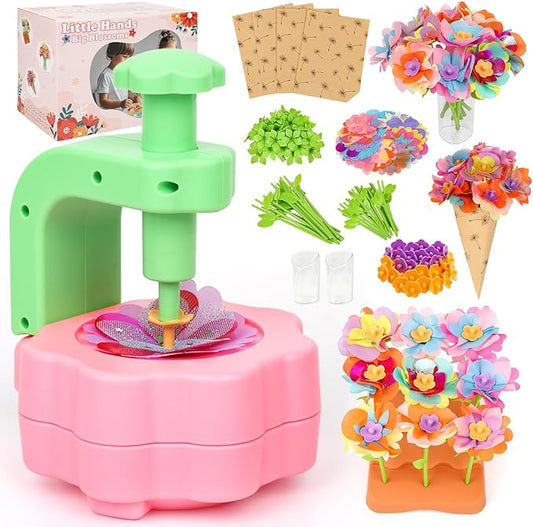 Fabric Flower Bouquets Toys, Arts and Crafts Activity Kit for Kids Ages 3-12, DIY Flower Craft Kits for Toddler, Educational Activity Preschool Birthday Gifts for 3 4 5 6 7 8 9 10+ Year Old Girls