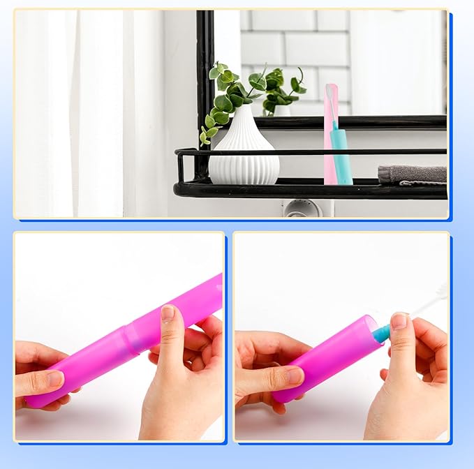 24 PCS Toothbrush Case Set,Travel Toothbrush Case,Plastic Portable Toothbrush Holder,Dust-proof Toothbrush Box Storage,Toothbrushes Carrier for Traveling,Bathroom,School,Home, Camping,6 Colors