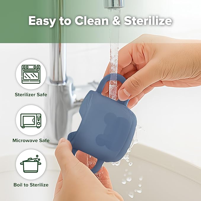 haakaa Silicone Toddler Cups, BPA Free Drop-Proof Training Cups for Baby 6 Months+, 5 Ounce (Bluestone)