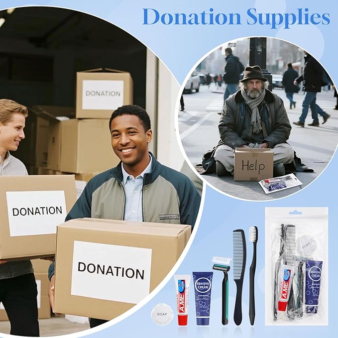 Disposable Toiletry Kits, 6 In 1 Bulk Travel Size Hygiene Care Packages,Essential Men Women Individually Wrapped Personal Toiletries Set for Hotel, Charity/Guests/Shelter/Homeless (20 Pack)