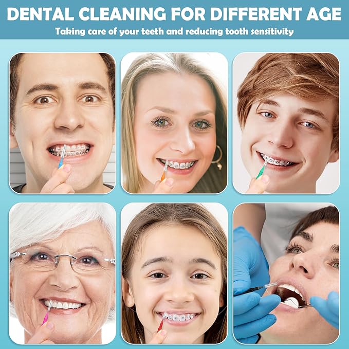 120 Pieces Interdental Brushes Between Teeth, Braces Toothbrush Flossers Cleaner Dental Floss Picks for Teeth Braces Orthodontic Hygiene Cleaning Tools (Bright Colors, Multiple Sizes)