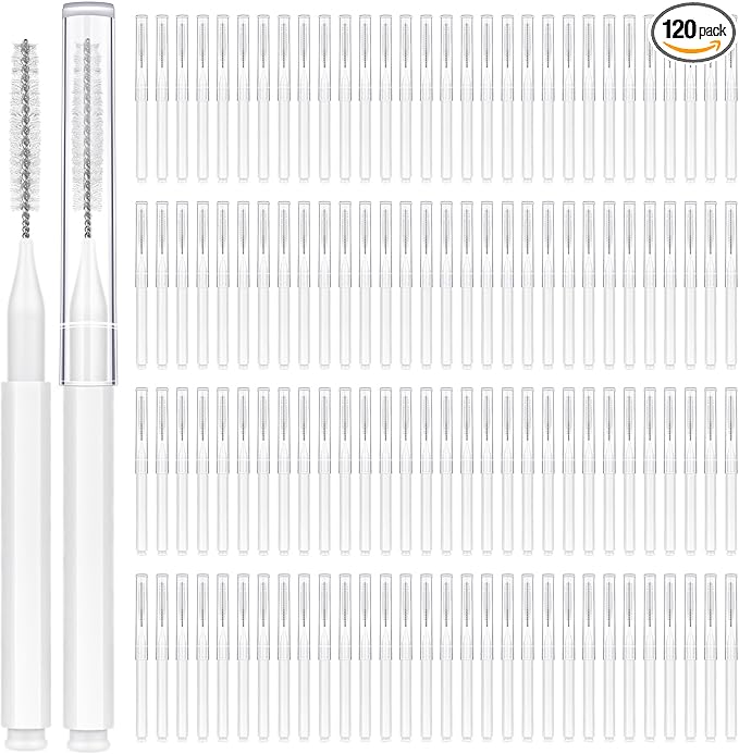 120 Pieces Interdental Brushes, Braces Brush Cleaner Orthodontic Flossers Toothpicks Floss Picks for Braces Kit for Teeth Cleaning Tools Spiral Dental Brush Head for Efficient Oral Care White