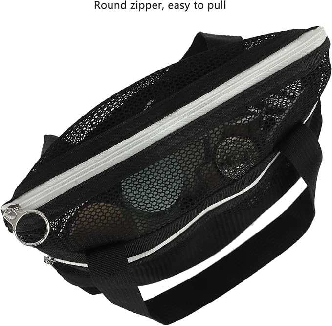 Mesh Shower Caddy Portable Shower Bag for Travel, Gym, Camping – Quick-Dry Hanging Toiletry Organizer with Zipper Pockets for Bathroom Essentials,Black