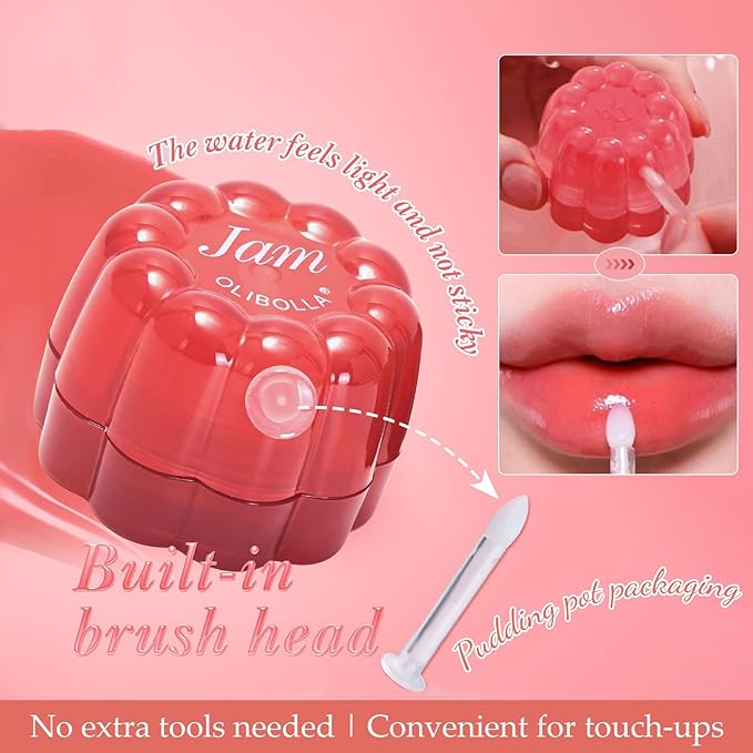 Lip Jam Pudding Pot - Multi-Use for Lips & Cheeks, Plumping & Non-Sticky Lip Gloss, Glossy Finish, All-Day Wear, Non-Drying & Blendable Formula, Natural Lip Tint and Cream Blush (0.12 fl.oz)
