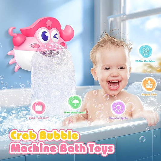 Bath Toys,Crab Baby Bath Toys Light Up Bath Bubble Machine with Colourful RGB Light Great Birthday Gift for Boys and Girls Toddler Toy for Kids Ages 1-3 4-8