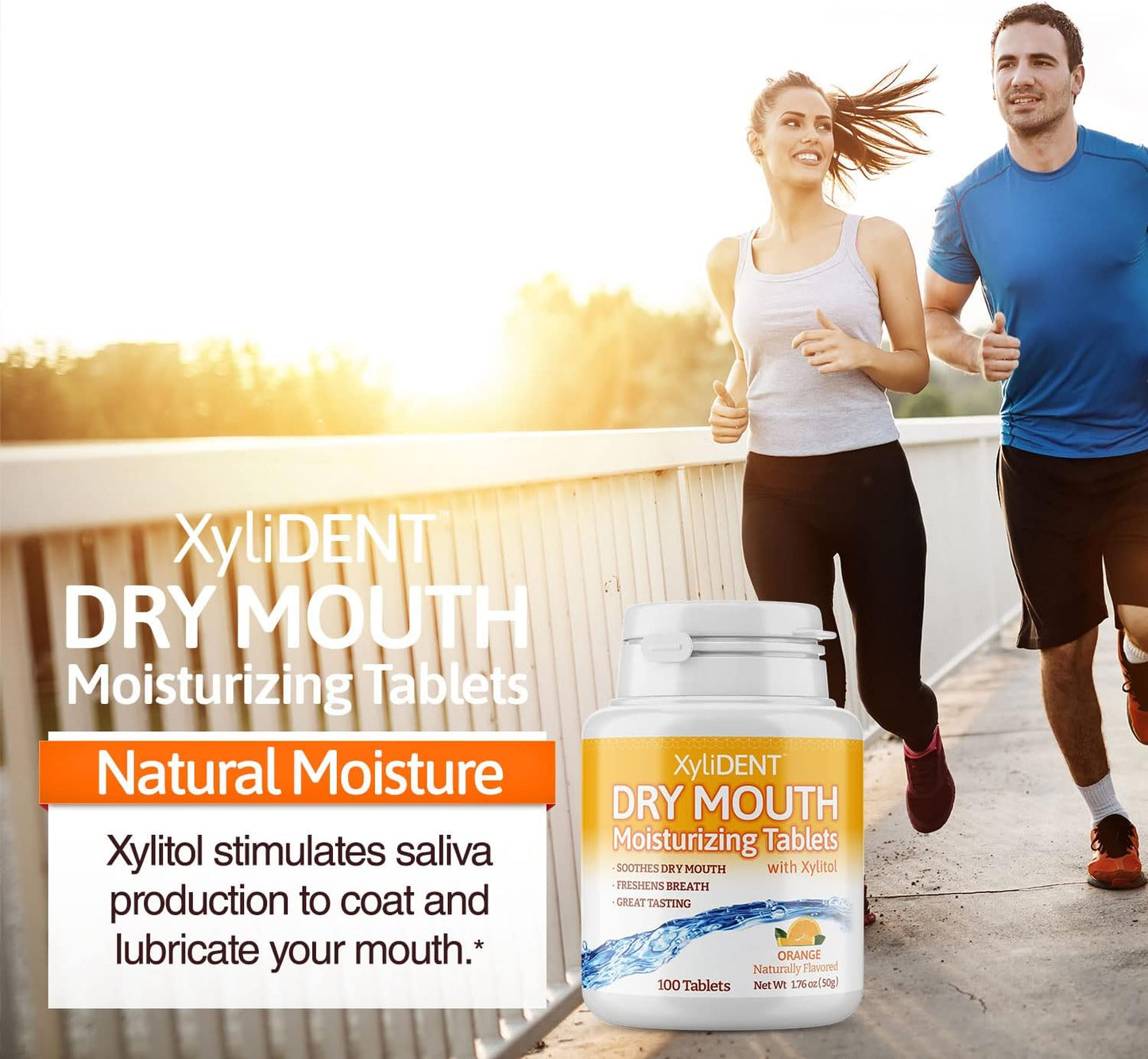 Nature's Stance XyliDENT Xylitol Tablets for Dry Mouth Relief - Stimulates Saliva, Freshens Breath, Reduces Acid Production, Fast Acting Relief, 100 Count (Orange)