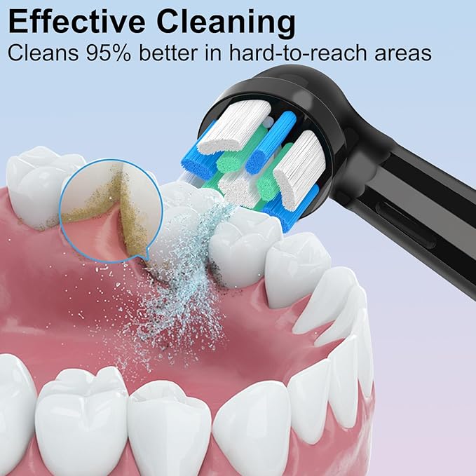 8PCS iO Replacement Heads Compatible with Oral B IO 2/3/4/5/6/7/8/9/10 Series Electric Toothbrush,Compatible with Oral B io Series Toothbrush Heads with Medium Bristles,Black