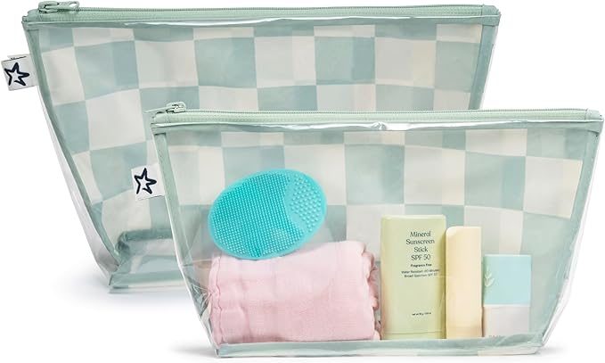 Tiny Twinkle Diaper Bag Organizing Pouches | Mess-Proof Clear Front Travel Organizer Bags | TSA Approved Toiletry Bag Set for Baby and Mom Essentials
