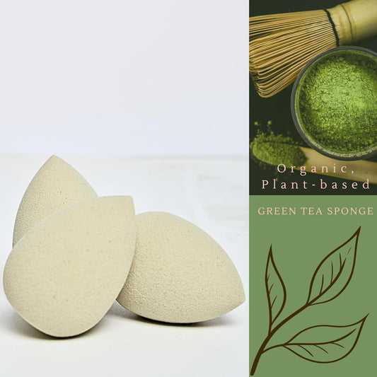 Green Tea Beauty Sponge - Plant-Based, Eco-Friendly, Cruelty-Free, Dye-Free & Latex-Free Blender, Biodegradable & Vegan Makeup Sponge, Makeup Blender, Perfect for Liquid & Powder (3 count)