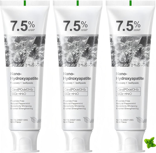 7.5% Hydroxyapatite Toothpaste, 7.5% Hydroxyapatite Toothpaste for Advanced Enamel Protection, Appropriate for Sensitive Teeth, Gentle and Effective Formula, Fresh Mint (3)