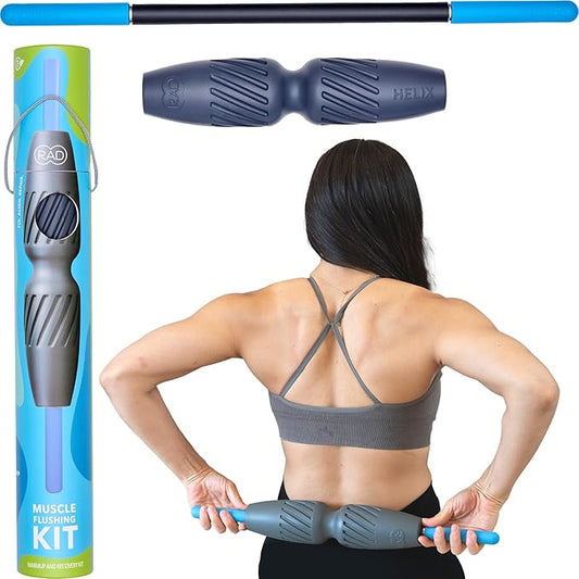 RAD 2-in-1 Muscle Flushing Kit – Includes Exercise Foam Roller & Massage Roller Stick – Deep Tissue Myofascial Release, Muscle Recovery Tools for Mobility & Performance