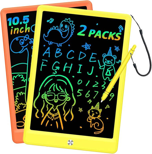LCD Writing Tablet Doodle Board, Colorful Drawing Pad, Electronic Drawing Tablet, Drawing Pads,Travel Gifts for Kids Ages 3 4 5 6 7 8 Year Old Girls Boys (10.5 inch, Orange+Yellow)